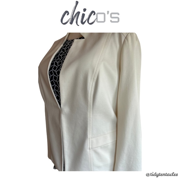 Chico's Classic Cream Women's Blazer 12/14 - Picture 2 of 5